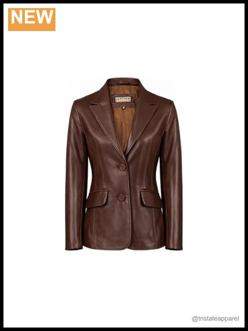 Genuine Lambskin Leather Blazer Women Tailored Two-Button Jacket Coat
